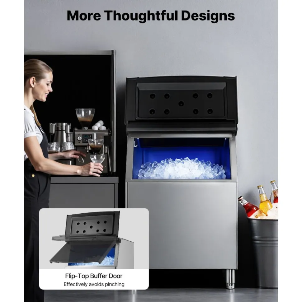VEVOR Commercial Ice Maker Storage Bin, 500 LBS Capacity Ice-Bin, Stainless Steel Commercial Ice Storage Bin with Adjustable Anti-slip Rubber Feet, Suitable for Restaurant Hotel and Beverage Shops