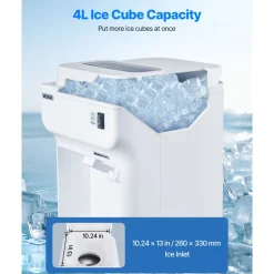 VEVOR Commercial Ice Shaver Crusher, 220lbs Per Hour Electric Snow Cone Maker with 4L Ice Cube Box, 350W 1500RPM Tabletop Shaved Ice Machine for Parties Events Bar, Home and Commercial Use (White)