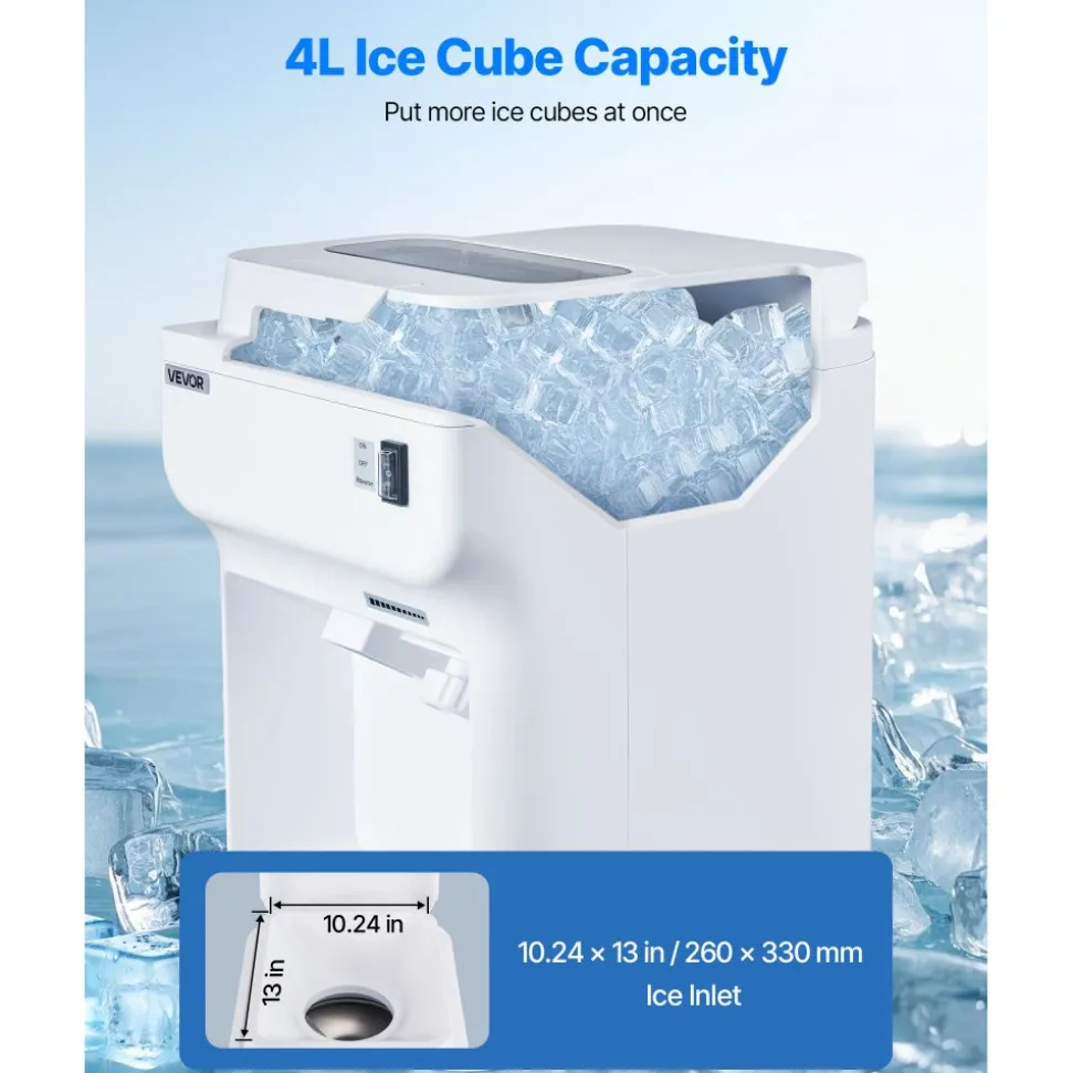 VEVOR Commercial Ice Shaver Crusher, 220lbs Per Hour Electric Snow Cone Maker with 4L Ice Cube Box, 350W 1500RPM Tabletop Shaved Ice Machine for Parties Events Bar, Home and Commercial Use (White)