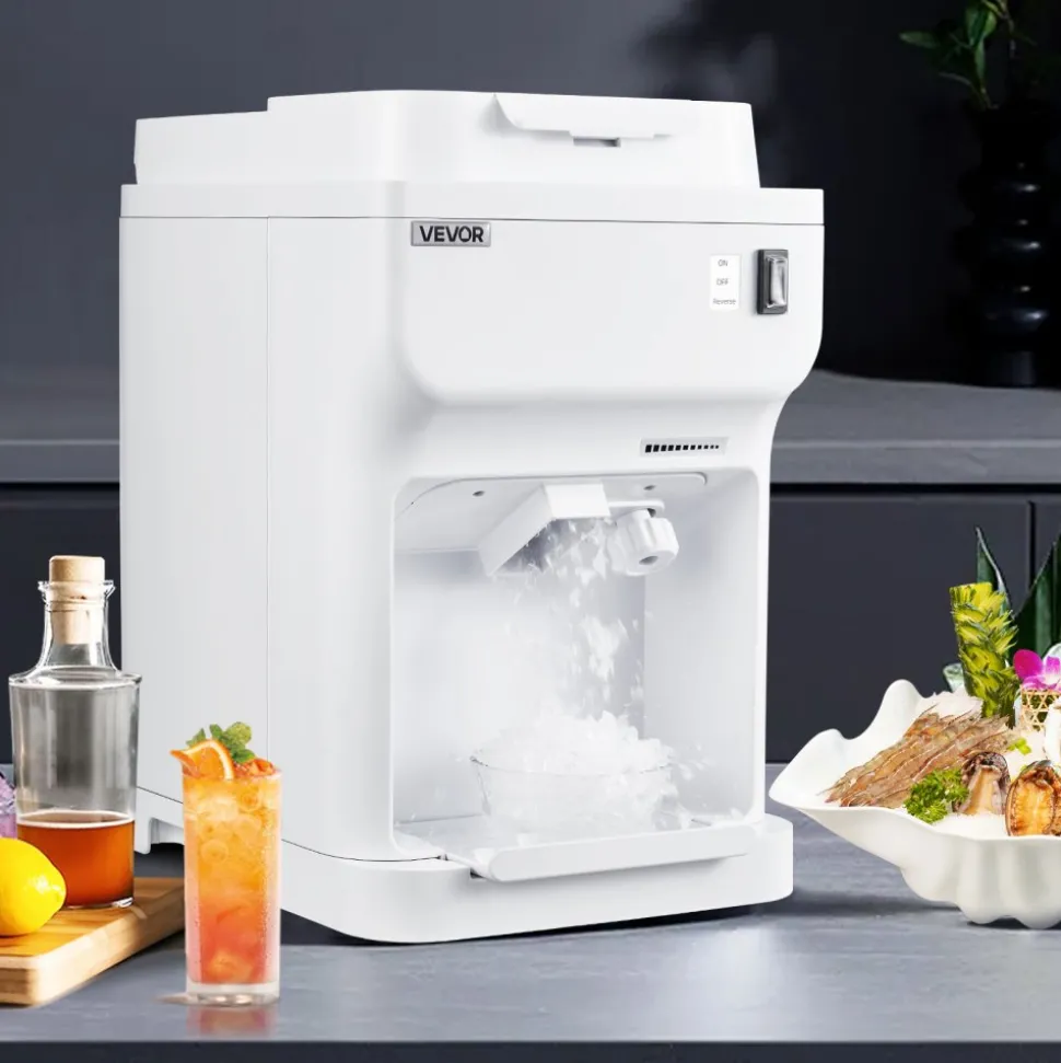 VEVOR Commercial Ice Shaver Crusher, 220lbs Per Hour Electric Snow Cone Maker with 4L Ice Cube Box, 350W 1500RPM Tabletop Shaved Ice Machine for Parties Events Bar, Home and Commercial Use (White)