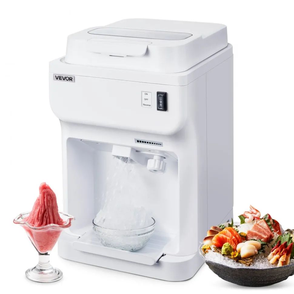 VEVOR Commercial Ice Shaver Crusher, 220lbs Per Hour Electric Snow Cone Maker with 4L Ice Cube Box, 350W 1500RPM Tabletop Shaved Ice Machine for Parties Events Bar, Home and Commercial Use (White)