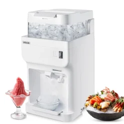 VEVOR Commercial Ice Shaver Crusher, 220lbs Per Hour Electric Snow Cone Maker with 8L Ice Cube Box, 350W 1500RPM Tabletop Shaved Ice Machine for Parties Events Bar, Home and Commercial Use (White)