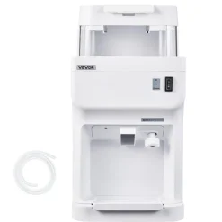 VEVOR Commercial Ice Shaver Crusher, 220lbs Per Hour Electric Snow Cone Maker with 8L Ice Cube Box, 350W 1500RPM Tabletop Shaved Ice Machine for Parties Events Bar, Home and Commercial Use (White)