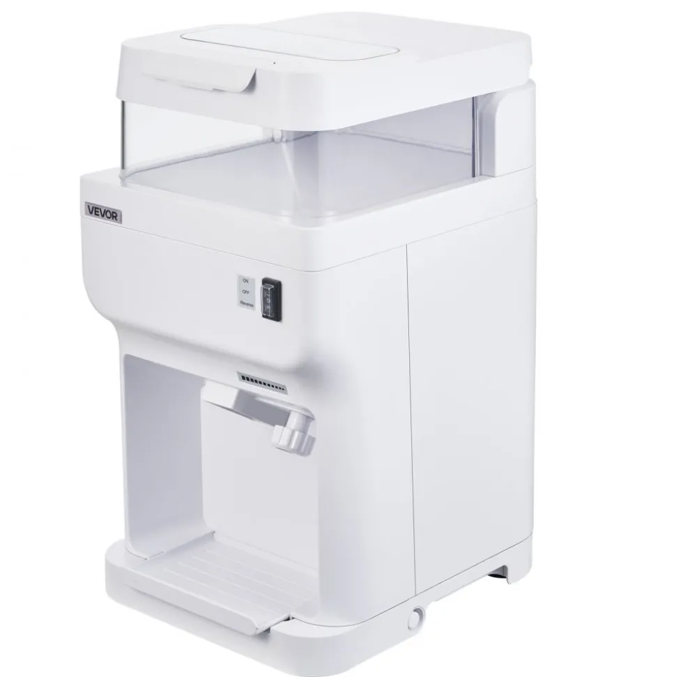 VEVOR Commercial Ice Shaver Crusher, 220lbs Per Hour Electric Snow Cone Maker with 8L Ice Cube Box, 350W 1500RPM Tabletop Shaved Ice Machine for Parties Events Bar, Home and Commercial Use (White)