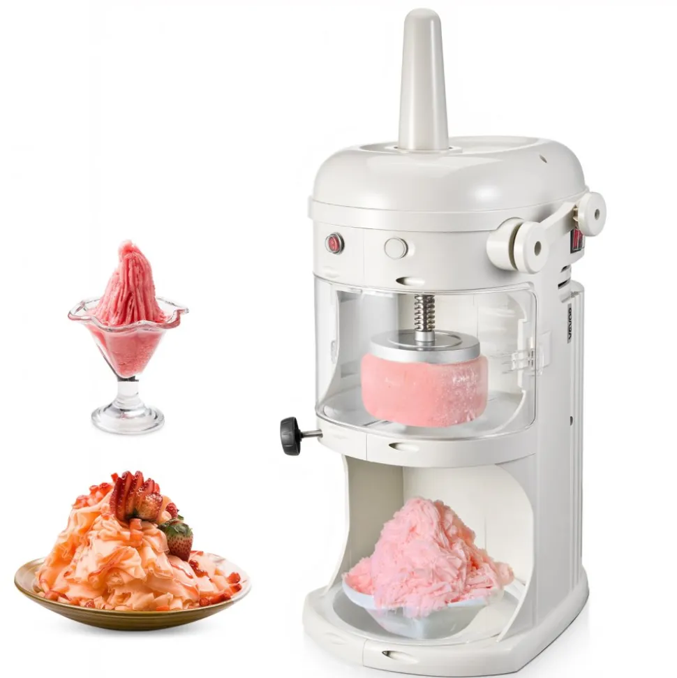 VEVOR Commercial Ice Shaver Crusher, 220lbs/hr Electric Fluffy Ice & Snow Cone Machine, 250W 1500RPM Tabletop Fluffy Shaved-Ice Machine for Parties Events Snack Bar, Home and Commercial Use (White)