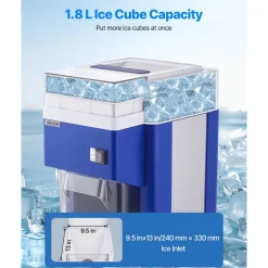VEVOR Commercial Ice Shaver Machine, 1.91QT /1.8L Large Electric Snow Cone Machine, Fine & Fluffy with 300W Motor, Stainless Steel Blades, Shaved Ice Maker for Dessert Shop Home Party Restaurant, Blue