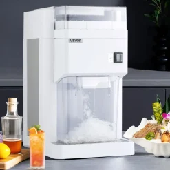 VEVOR Commercial Ice Shaver Machine, 1.91QT /1.8L Large Electric Ice Cube Crusher Shaved Maker with 300W Premium Motor, Stainless Steel Blades, for Bar Mixing Seafood Preservation Home Party, White