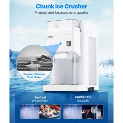 VEVOR Commercial Ice Shaver Machine, 1.91QT /1.8L Large Electric Ice Cube Crusher Shaved Maker with 300W Premium Motor, Stainless Steel Blades, for Bar Mixing Seafood Preservation Home Party, White