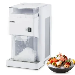 VEVOR Commercial Ice Shaver Machine, 1.91QT /1.8L Large Electric Ice Cube Crusher Shaved Maker with 300W Premium Motor, Stainless Steel Blades, for Bar Mixing Seafood Preservation Home Party, White