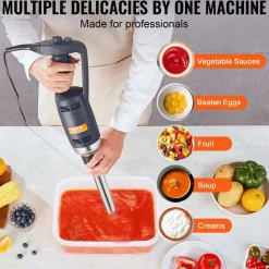 VEVOR Commercial Immersion Blender 500W Power, Hand Held Mixer with 15.7-Inch 304 Stainless Steel Removable Shaft, Electric Stick Blender Variable Speed 4000-16000RPM
