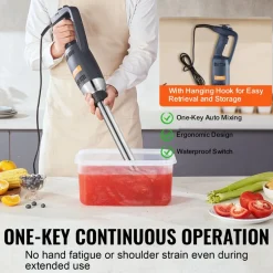 VEVOR Commercial Immersion Blender 500W Power, Hand Held Mixer with 15.7-Inch 304 Stainless Steel Removable Shaft, Electric Stick Blender Variable Speed 4000-16000RPM