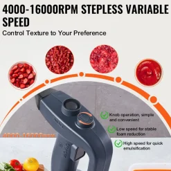 VEVOR Commercial Immersion Blender 500W Power, Hand Held Mixer with 15.7-Inch 304 Stainless Steel Removable Shaft, Electric Stick Blender Variable Speed 4000-16000RPM