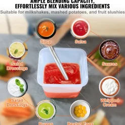 VEVOR Commercial Immersion Blender, 750W 16" Heavy Duty Hand Mixer, Variable Speed Kitchen Stick Mixer with 304 Stainless Steel Blade, Multi-Purpose Portable Mixer for Soup, Smoothie, Puree, Baby Food