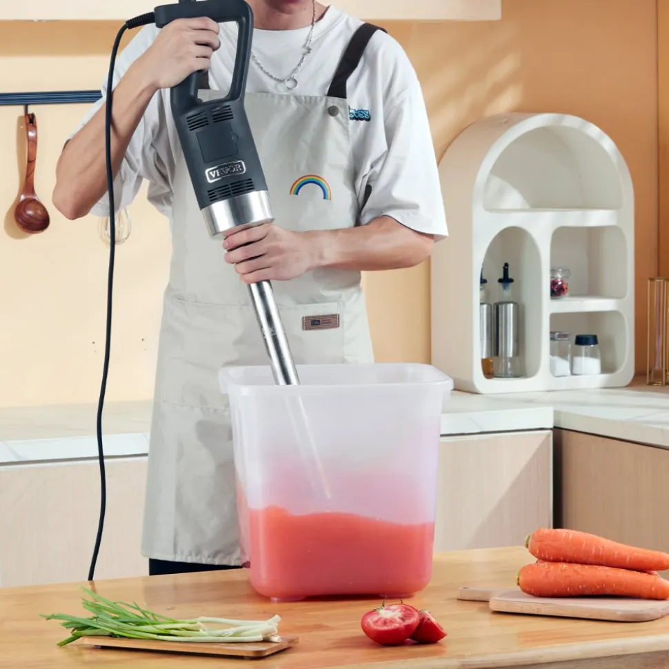 VEVOR Commercial Immersion Blender, 750W 16" Heavy Duty Hand Mixer, Variable Speed Kitchen Stick Mixer with 304 Stainless Steel Blade, Multi-Purpose Portable Mixer for Soup, Smoothie, Puree, Baby Food