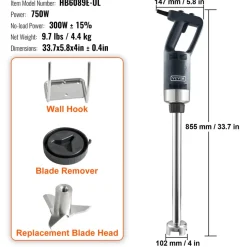 VEVOR Commercial Immersion Blender, 750W 16