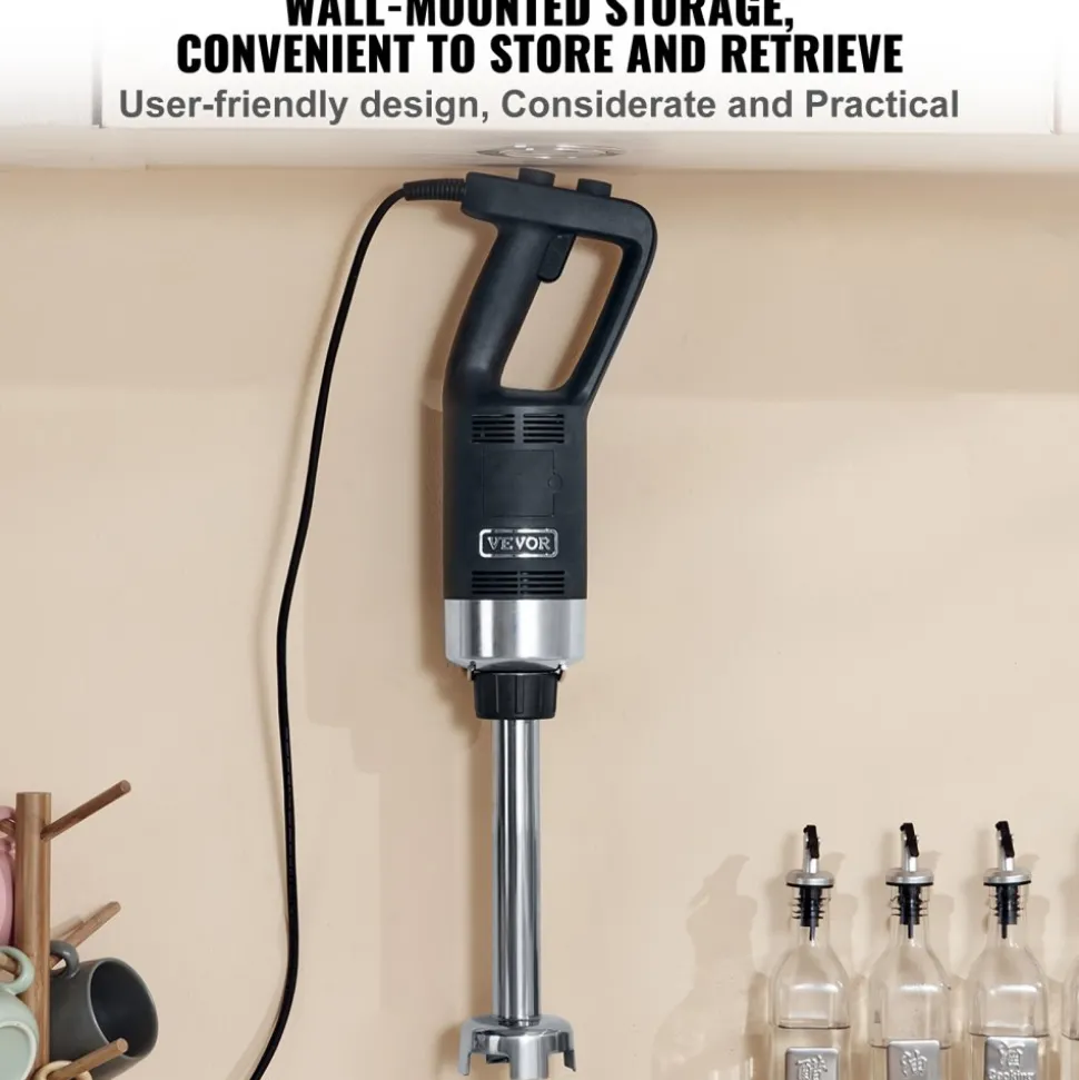 VEVOR Commercial Immersion Blender, 750W 12" Heavy Duty Hand Mixer, Variable Speed Kitchen Stick Mixer with 304 Stainless Steel Blade, Multi-Purpose Portable Mixer for Soup, Smoothie, Puree, Baby Food