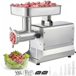 VEVOR Commercial Meat Grinder, 21 Lbs/Min Capacity, #32 Electric Meat Mincer with 3 Plates, 3 Sausage Stuff Tubes, 1100W/1.5HP Stainless Steel Sausage Maker for Home Kitchens & Restaurants, ETL Listed