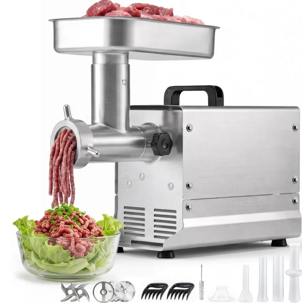 VEVOR Commercial Meat Grinder, 11 Lbs/Min Capacity, #12 Electric Meat Mincer with 3 Plates, 3 Sausage Stuffing Tubes, 550W/0.7HP Stainless Steel Sausage Maker for Home Kitchen & Restaurant, ETL Listed