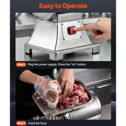VEVOR Commercial Meat Grinder, 9.2 Lbs/Min Capacity, #12 Electric Meat Mincer with 2 Plates, 3 Sausage Stuffing Tubes & Kibbe Kit, 750W/1HP Sausage Maker for Home Kitchens & Restaurants, ETL Listed