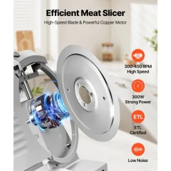 VEVOR Commercial Meat Slicer, 300W Electric Cutter, Removable 10
