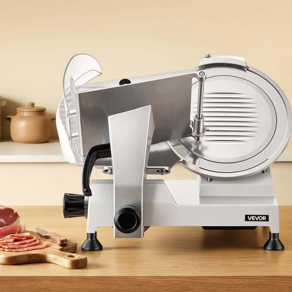 VEVOR Commercial Meat Slicer, 320W Electric Deli Food Slicer with 12" Carbon Steel Blade, Built-In Sharpener & 0-0.6" Adjustable Thickness for Frozen Meat, Ham, Baguett, Steak, UL Approved
