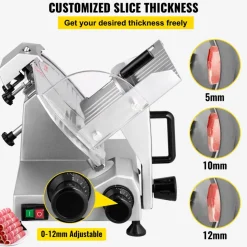 VEVOR Commercial Meat Slicer, 200W Electric Deli Food Slicer, 350-400RPM Meat Slicer with 8