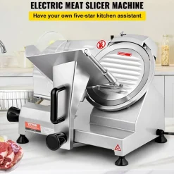 VEVOR Commercial Meat Slicer, 200W Electric Deli Food Slicer, 350-400RPM Meat Slicer with 8