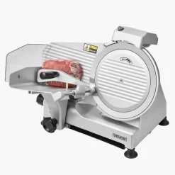 VEVOR Commercial Meat Slicer, 10 inch Electric Deli Slicer Machine, 320W Food-Slicer with SUS420 Blade, 0-0.4 inch Adjustable Thickness, for Frozen Meat, Ham, Baguett, Steak