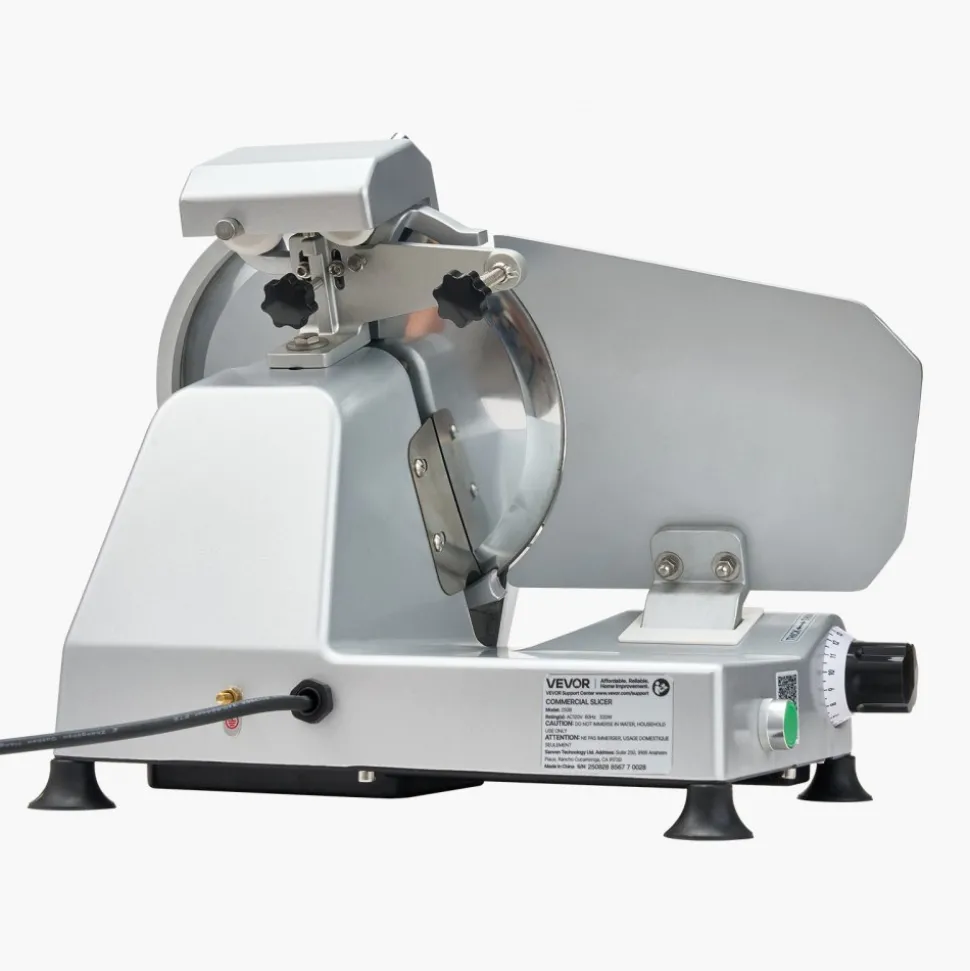 VEVOR Commercial Meat Slicer, 10 inch Electric Deli Slicer Machine, 320W Food-Slicer with SUS420 Blade, 0-0.4 inch Adjustable Thickness, for Frozen Meat, Ham, Baguett, Steak