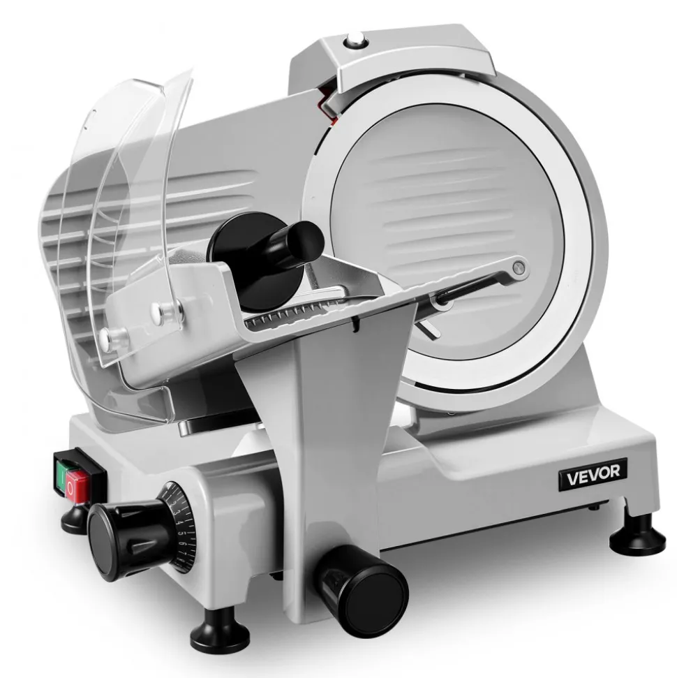 VEVOR Commercial Meat Slicer 300W Electric Cutter 8.7" Carbon Steel Blade, Food Slicer Machine with Removable Blade and Food Tray, 0-0.5" Adjustable Thickness ,for Frozen Meat, Ham, Baguett, Steak