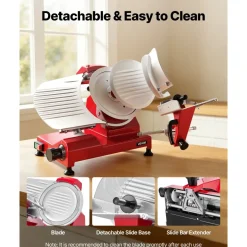VEVOR Commercial Meat Slicer 340W Electric Deli Food Slicer 10 inch Blade, 350-400RPM Electric Food Slicer, Carbon Steel Blade Meat Slicer, 0-0.47 inch Adjustable Thickness for Commercial and Home Use