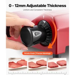 VEVOR Commercial Meat Slicer 340W Electric Deli Food Slicer 10 inch Blade, 350-400RPM Electric Food Slicer, Carbon Steel Blade Meat Slicer, 0-0.47 inch Adjustable Thickness for Commercial and Home Use