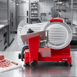 VEVOR Commercial Meat Slicer 340W Electric Deli Food Slicer 10 inch Blade, 350-400RPM Electric Food Slicer, Carbon Steel Blade Meat Slicer, 0-0.47 inch Adjustable Thickness for Commercial and Home Use