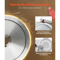 VEVOR Commercial Meat Slicer, 400W Electric Cutter, Removable 12