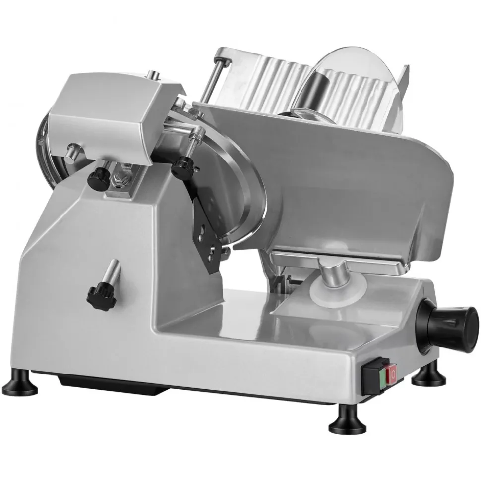 VEVOR 10" Commercial Meat Slicer, 240W Electric Deli Food Slicer with Carbon Steel Blade, Built-In Sharpener & 0-0.47" Adjustable Thickness for Frozen Meat, Ham, Baguett, Steak, UL Approved