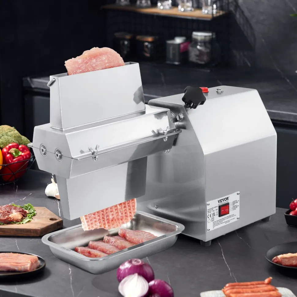 VEVOR Commercial Meat Tenderizer, Heavy Duty 304 Stainless Steel Kitchen Tool with Meat Tong, Cleaning Brush, and Tray, 750W Electric Meat Tenderizer Machine for Beef, Turkey, Chicken, Pork, and Fish