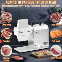 VEVOR Commercial Meat Tenderizer, Heavy Duty Stainless Steel Kitchen Tool with Handle, Meat Tong, and Cleaning Brush, 450W Electric Meat Tenderizer Machine for Beef, Turkey, Chicken, Pork, and Fish