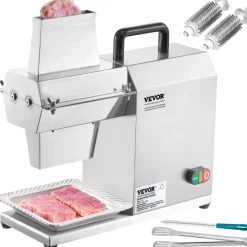 VEVOR Commercial Meat Tenderizer, Heavy Duty Stainless Steel Kitchen Tool with Handle, Meat Tong, and Cleaning Brush, 450W Electric Meat Tenderizer Machine for Beef, Turkey, Chicken, Pork, and Fish