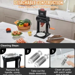 VEVOR Commercial Meat Tenderizer, Heavy Duty Stainless Steel Meat Tenderizer Machine, Quick and Easy Manual Operation Kitchen Tool, 5.8" Feed Port for Beef, Turkey, Chicken, Pork, Steak, and Fish