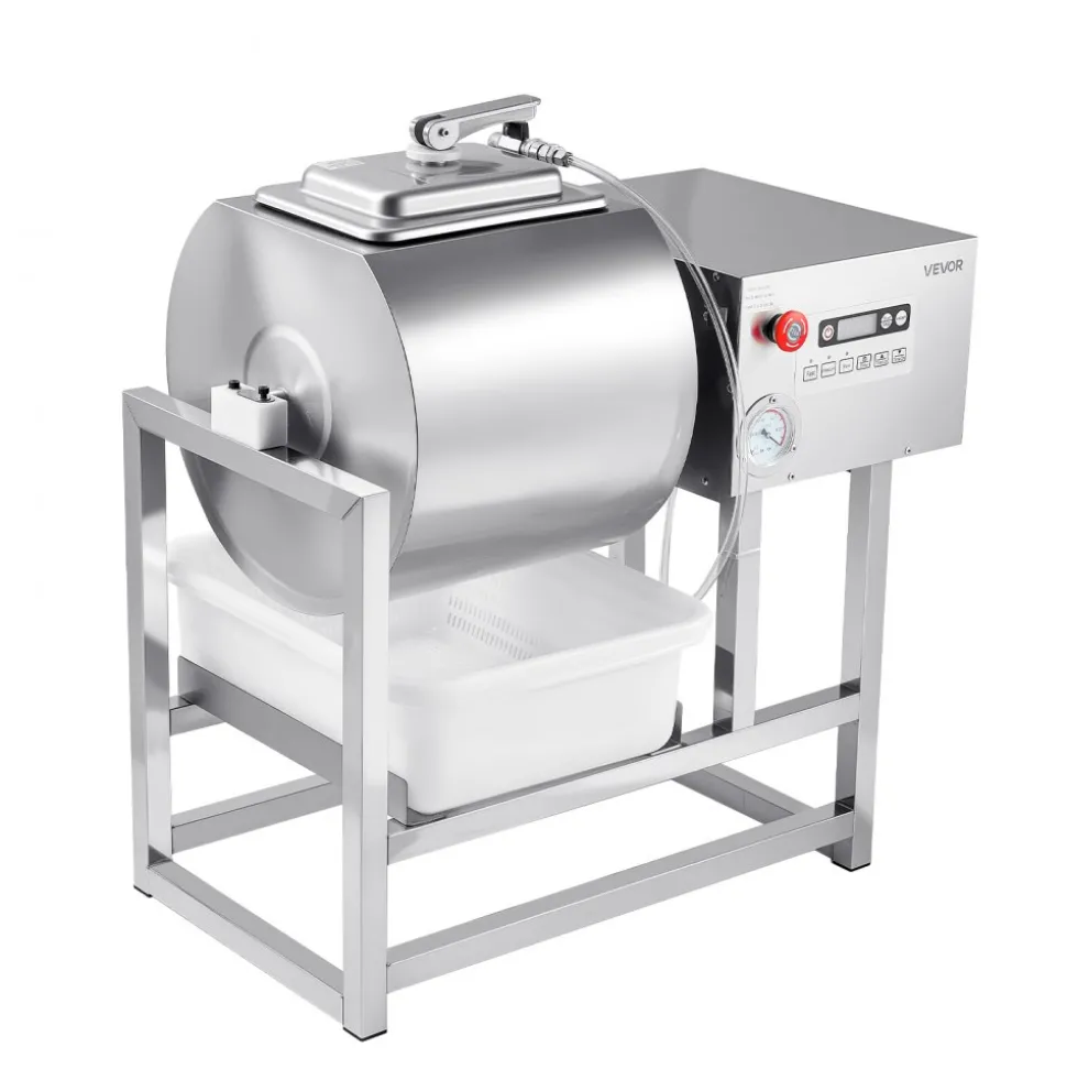 VEVOR Commercial Meat Tumbler Marinator, 40L Vacuum Tumbler Marinating Machine with Bidirectional Rotation and 3-Speed, Stainless Steel Vacuum Curing Machine for Chicken Pork Fish, Steak House