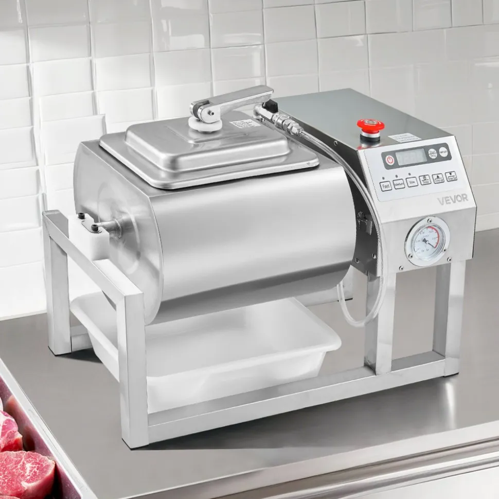 VEVOR Commercial Meat Tumbler Marinator, 20L Vacuum Tumbler Marinating Machine with Bidirectional Rotation and 3-Speed, Stainless Steel Vacuum Curing Machine for Chicken Steak Pork, Restaurant