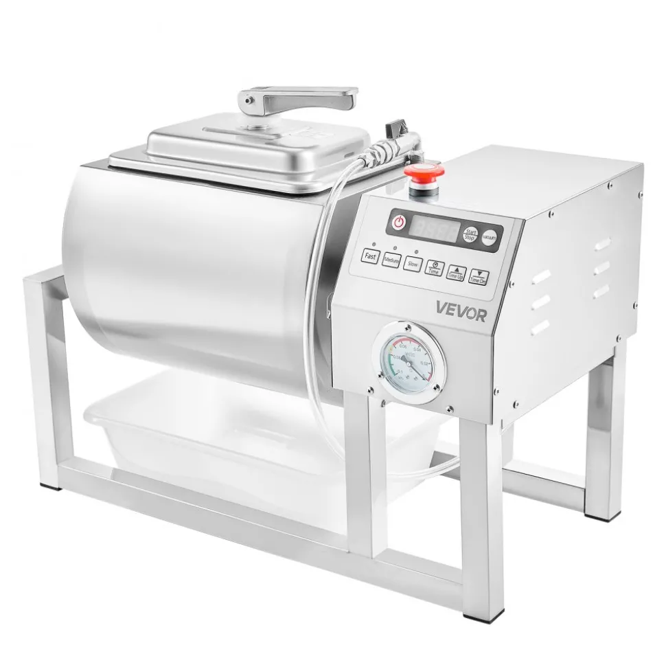 VEVOR Commercial Meat Tumbler Marinator, 20L Vacuum Tumbler Marinating Machine with Bidirectional Rotation and 3-Speed, Stainless Steel Vacuum Curing Machine for Chicken Steak Pork, Restaurant