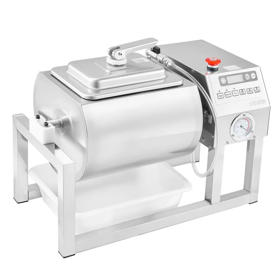 VEVOR Commercial Meat Tumbler Marinator, 20L Vacuum Tumbler Marinating Machine with Bidirectional Rotation and 3-Speed, Stainless Steel Vacuum Curing Machine for Chicken Steak Pork, Restaurant