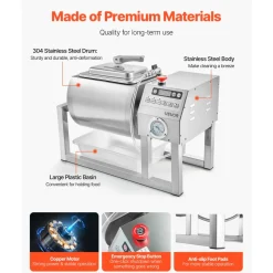 VEVOR Commercial Meat Tumbler Marinator, 20L Vacuum Tumbler Marinating Machine with Bidirectional Rotation and 3-Speed, Stainless Steel Vacuum Curing Machine for Chicken Steak Pork, Restaurant