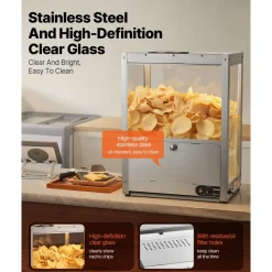 VEVOR Commercial Nacho Chip Warmer, 85QT Chip Warmer Machine with Heating Base and Warming Light, Nacho Machine with Deflection Board, Stainless Steel, for Nacho Chips, Popcorn, Potato Chips, Peanut