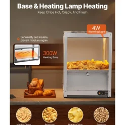 VEVOR Commercial Nacho Chip Warmer, 85QT Chip Warmer Machine with Heating Base and Warming Light, Nacho Machine with Deflection Board, Stainless Steel, for Nacho Chips, Popcorn, Potato Chips, Peanut