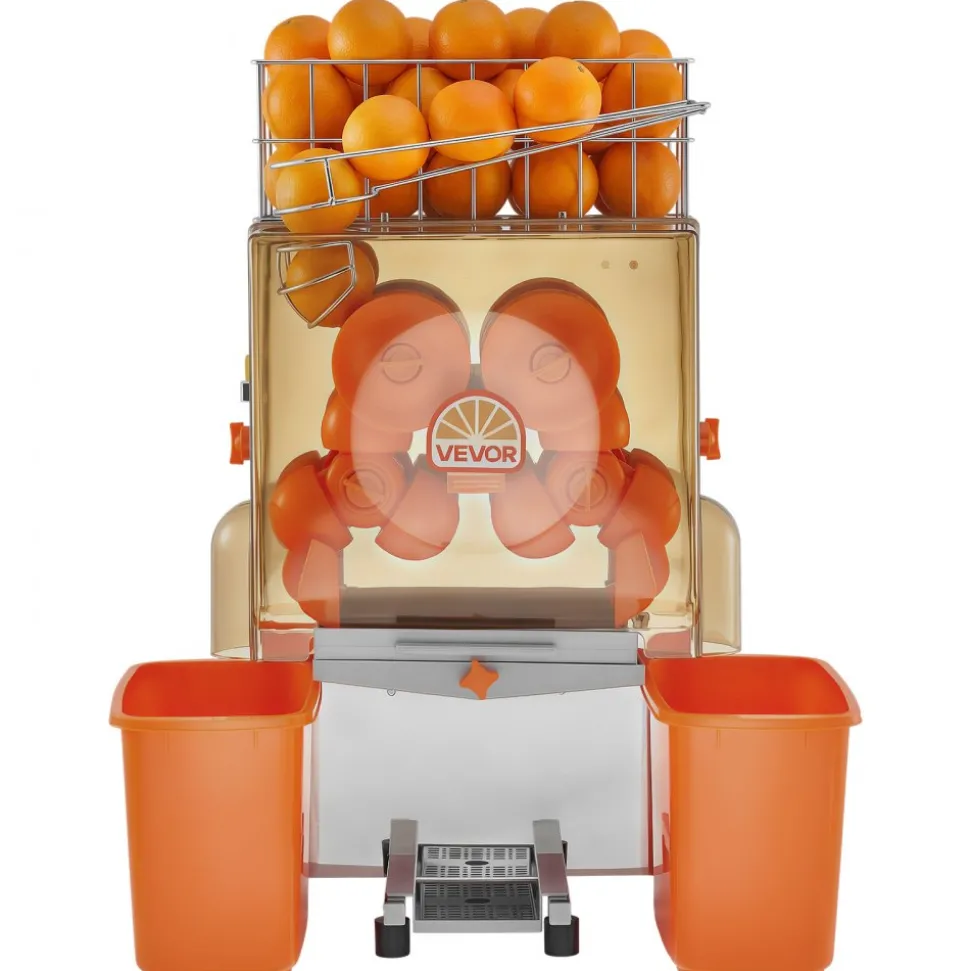 VEVOR Commercial Orange Juicer Machine, 120W Electric Orange Juice Press, Stainless Steel Orange Squeezer for 20 per Minute, Lemon Citrus Pomegranates Extractor with Peels Collecting Bucket