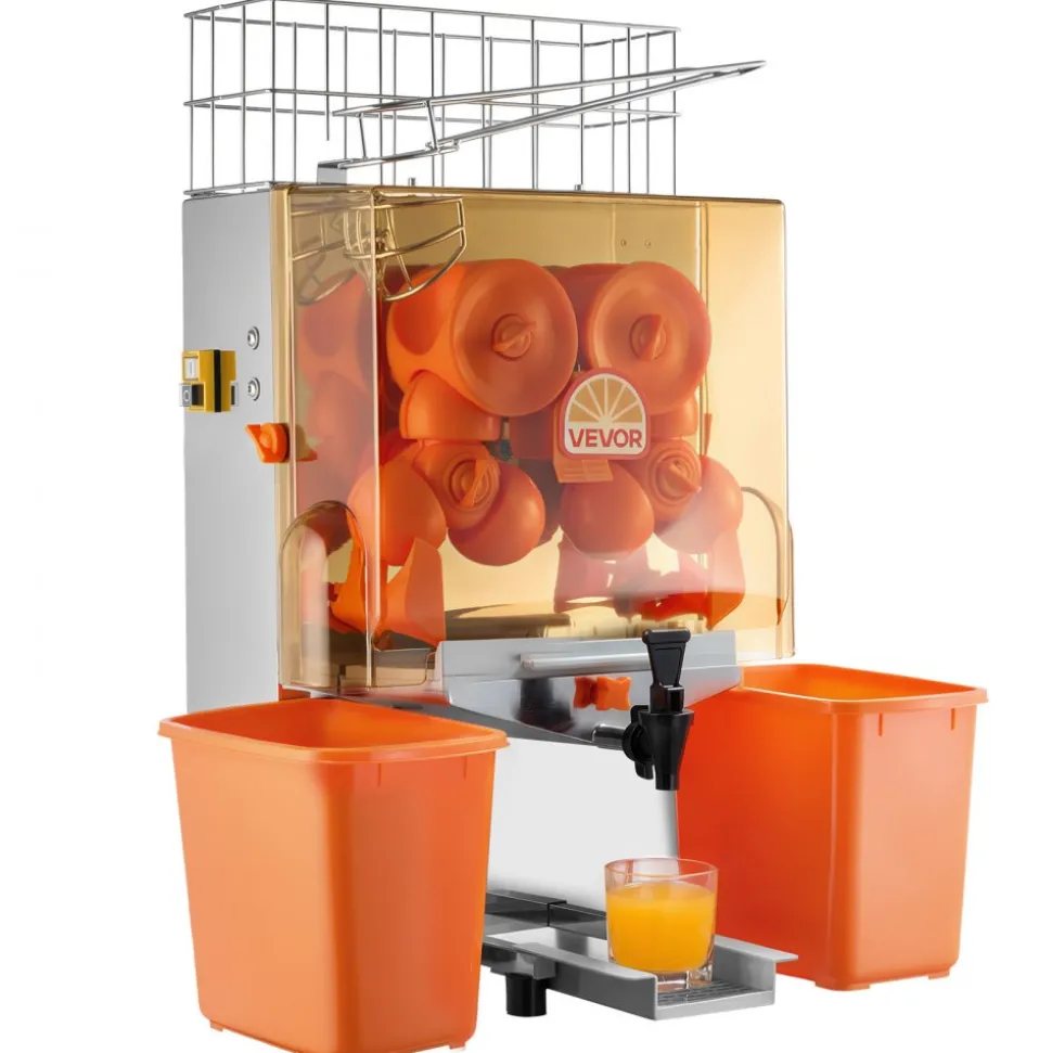 VEVOR Commercial Orange Juicer Machine, 120W Electric Orange Juice Press, Stainless Steel Orange Squeezer for 20 per Minute, Lemon Citrus Pomegranates Extractor with Water Tap, Peels Collecting Bucket
