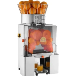 VEVOR Commercial Orange Juicer Machine, 120W Electric Automatic Orange Squeezer, Lemon Citrus Pomegranates Extractor for 20 per Minute, Stainless Steel, with Peel Collecting Bucket, PC Cover