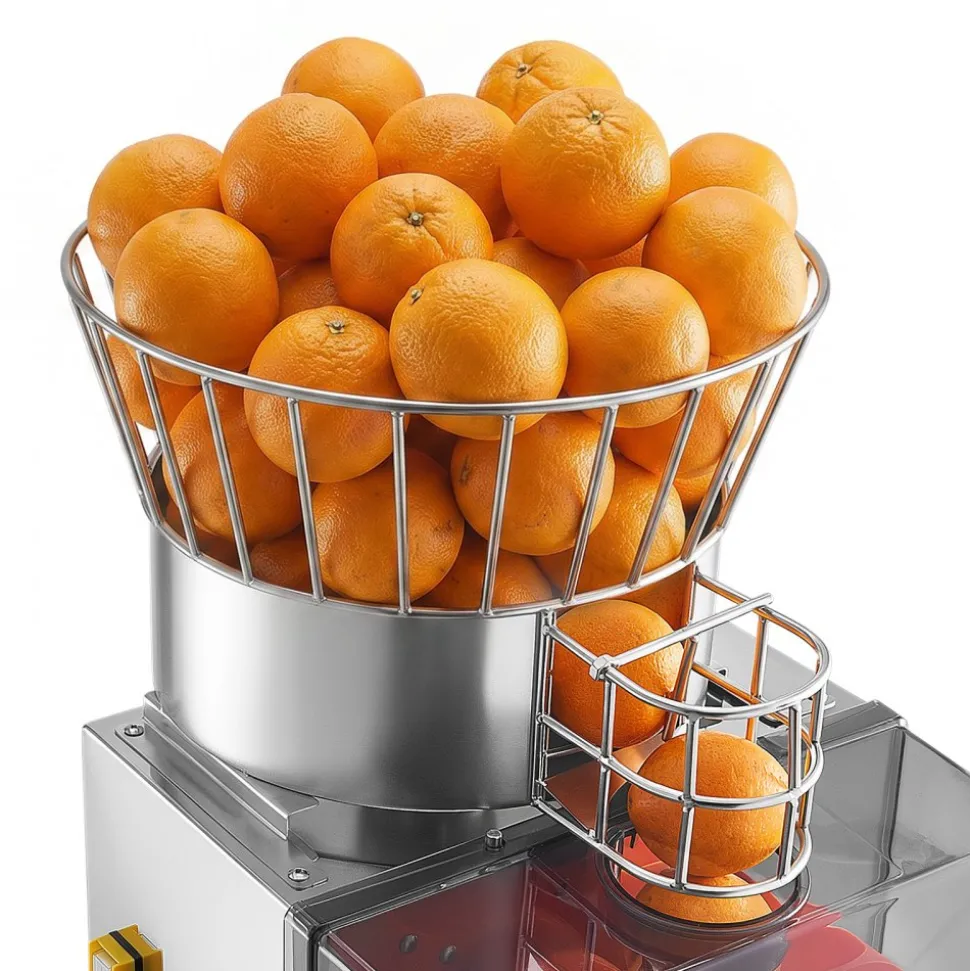 VEVOR Commercial Orange Juicer Machine, 120W Electric Automatic Orange Squeezer, Lemon Citrus Pomegranates Extractor for 20 per Minute, Stainless Steel, with Peel Collecting Bucket, PC Cover